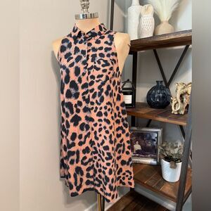 Equipment Femme Cheetah Print Silk Sleeveless Sheath Shirt Dress SIZE S/P